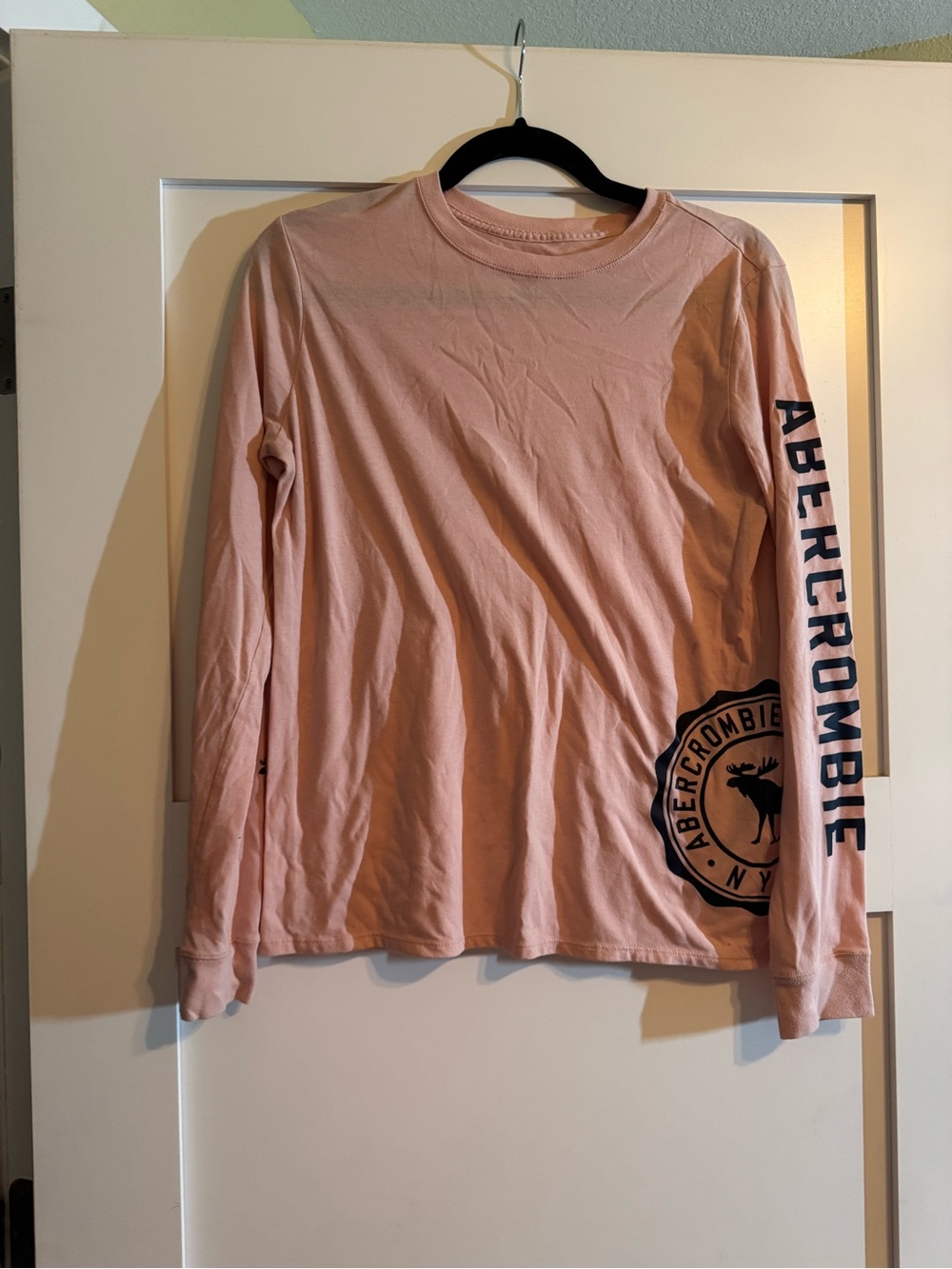 abercrombie kids Dusty Pink Crewneck Tee with White Logo
